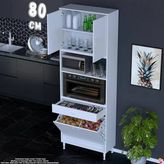 Eliusta Belin 80 Cm Fırın Dolabı Kahve Köşesi Kapaklı Sepetli Mutfak Kiler Dolabı Banyo Dolabı 80X226x32 Cm