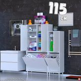 Eliusta Demir 115 Cm Banyo Dolabı 3 Kapak 3 Sepetli Oyuncak Dolabı Mutfak Dolabı Beyaz((80+35)X160x32,5 Cm)