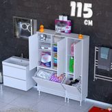 Eliusta Ece 115 cm Modüler Çamaşır Sepetli Bölmeli Banyo Dolabı - Beyaz ((80+35)X160X32 Cm) - 115x160x32 cm