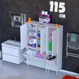 Eliusta Ece 115 Cm Modüler Çamaşır Sepetli Bölmeli Banyo Dolabı - Beyaz ((80+35)X160x32 Cm)