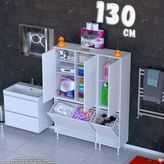 Eliusta Ece 130 cm Modüler Çamaşır Sepetli Bölmeli Banyo Dolabı - Beyaz ((80+50)X160X32 Cm) - 130x160x32 cm