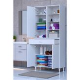 Eliusta Funci Beyaz Renk G:80 Cm Banyo Dolabı 3 Kapaklı 7 Raflı Dolap 80X173x32,5 Cm Boyutlarında Dolap