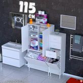 Eliusta Hazal 115 Cm Kirli Sepetli Banyo Dolabı-Beyaz Modüler Dolap ((80+35)X160x32 Cm)