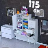 Eliusta İma 115 Cm Çekmeceli/Çift Sepetli Çok Amaçlı Dikey Banyo/Kiler Dolabı Beyaz ((80+35)X160x32,5 Cm)