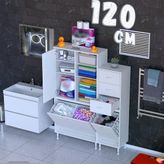 Eliusta İma 120 Cm Çekmeceli/Çift Sepetli Çok Amaçlı Dikey Banyo/Kiler Dolabı Beyaz ((80+40)X160x32,5 Cm)