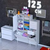 Eliusta İma 125 Cm Çekmeceli/Çift Sepetli Çok Amaçlı Dikey Banyo/Kiler Dolabı Beyaz ((80+45)X160x32,5 Cm)