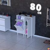 Eliusta Lina 80 cm Çok Amaçlı Banyo Dolabı ve Çamaşır Sepetli Düzenleyici Beyaz ((40+40)X97X32 Cm) - 80x97x32 cm