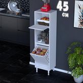 Eliusta Mayra 45 cm Çok Amaçlı Kiler Dolabı Mutfak Banyo Düzenleyici Tek Sepet Dar Alan Ekmeklik 45X150X32CM - Beyaz