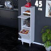 Eliusta Mayra 45 Cm Çok Amaçlı Kiler Dolabı Mutfak Banyo Düzenleyici Tek Sepet Dar Alan Ekmeklik 45X150x32cm
