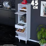 Eliusta Meva 45 cm Sepetli Çok Amaçlı Beyaz Mutfak Kiler Banyo Dolabı 45X163X32 cm