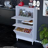 Eliusta Nore 80 Cm İki Kapaklı Çift Sepetli Çok Amaçlı Kiler Dolabı Mutfak Banyo Düzenleyici 80X150x32 Cm