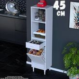 Eliusta Vela 45 Cm Sepetli Çok Amaçlı Açık 2 Raflı Tek Çekmeceli Mutfak Kiler Banyo Dolabı 45X163x32 Cm