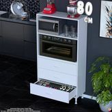 Eliusta Velar 80 Cm 3 Çekmeceli Mikrodalga Fırın Mutfak Erzak Dolabı Çok Amaçlı Banyo Dolabı 80X150x32 Cm