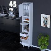 Eliusta Zevra 45 cm Baharatlık Dolabı Sepetli Çok Amaçlı Mutfak Kiler Organizer Banyo Dolabı 45X226X32 cm - Beyaz