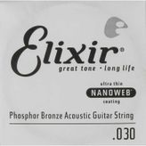 Elixir 14130 30 Nanoweb Phosphor Bronze Tek Akustik Gitar Teli