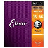 Elixir 16102 Akustik Gitar Teli 013-056 Phosphor Bronze Nanoweb Acoustic Guitar Strings Medium