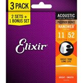 Elixir 16544 11-52 Nanoweb 3lü Akustik Gitar Teli