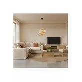 Elizim Home Lighting Hasır Görünümlü 2 Katlı Abajur Sarkıt Avize