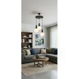 Elizim Home Lighting Holla 3' Lü Siyah Cam Sarkıt Avize