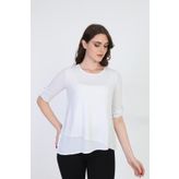 Ella Camelia 042 Asimetrik Tül Detaylı Ekru Kadın Bluz
