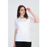 Ella Camelia 19E056 Taş Detaylı Ekru Kadın Bluz