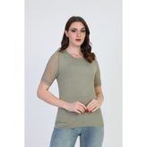 Ella Camelia 19E056 Taş Detaylı Haki Kadın Bluz