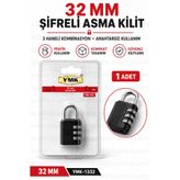 ellante Premium 32 MM Şifreli Asma Kilit 3 Haneli Kombinasyonlu Anahtarsız Güvenlik Kilidi Valiz Dolap Çanta