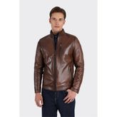 Elle Taba Deri Erkek Ceket - XL