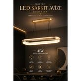 Elvora Home Modern (Premium) 3 Renkli Şık Ledli 45W Sarkıt Uzun Avize Salon Mutfak Yemek Masası Üstü Avizesi Modelleri - Altın