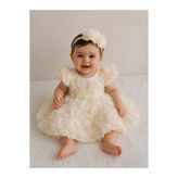 Elwirababyboutiqe krem 3 boyutlu elbise