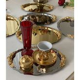 Elzem Tepsi Gold ve Gümüş 20*25 cm Oval Kulplu 6 Adet Sunum Tepsisi