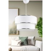 Emg DesiGn Beyaz Krom Şeritli Kumaş Pasta Avize