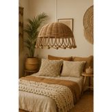 Empressco Rattan Bambu Hasır Sarkıt Avize Çap: 35 Cm Yükseklik: 20 Cm
