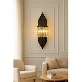 Empressco SİYAH APLİK KRİSTAL APLİK PİLLİ DUVAR LAMBASI