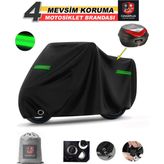 Encover Kanuni Leopard Reflektörlü Siyah (Arka Çanta Uyumlu) Motosiklet Brandası,motor Branda Motor Örtüsü (Güvenlik Kilidi ve Bağlantı Tokalı) - Siyah - Reflektörlü Çanta UYUMLU