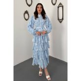 End Black Store Bebe Mavi Valonlu Şeritli Uzun Elbise