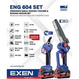 Eng 604 Set, 21V, 2X4AH Çift Akü, Kömürsüz Şarjlı Testere ve Budama Makas Seti - Genel - Çok Renkli