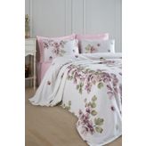 Enlora Home Desenli Pike Örtü Çift Kişilik Spring Gülkurusu (Pike)