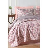 Enlora Home Desenli Pike Örtü Tek Kişilik Piti Yaprak Mor (Pike)