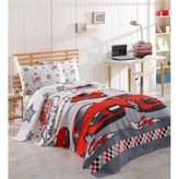 Enlora Home Tek Kişilik Baskılı Pike Takımı Crazy Kırmızı