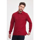 ENQUE Erkek Uzun Basic Polo Yaka Cepli Kırmızı Sweatshirt