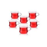 entarzlife 6 Adet Isıya Dayanıklı Termisil Borosilikat Ince Cam Kupa Çay Coffee Bardağı 0.22ml Kulplu Kupa