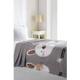 Eponj Home Baskılı Tavşancık Açık Kahve Gri Pembe Doğal Tek Kişilik Pike