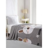 Eponj Home Doğal Pike Baskılı Tek Kişilik Tavşancık A.Kahve-Gri-Pembe - 160 x 235 cm