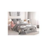Eponj Home EP-024767 Baskılı Tavşancık Açık Kahve Gri Pembe Tek Kişilik Pike Seti