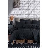 Eponj Home Kapitone Yatak Örtüsü Seti Çift Kişilik Solid Siyah