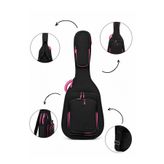 Erga Müzik PROFESYONEL GİGBAG KALIN KLASİK GİTAR KILIFI-ÇANTASI - SİYAH - PEMBE 1900 DENYE LÜX KUMAŞ - %100 SU GEÇİRMEZ