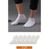 Erkek 6'lı Paket Beyaz Bambu Patik Çorap