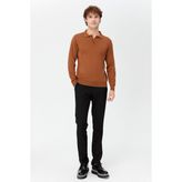 Erkek Basic Polo Yaka Ince Triko Kazak K.taba - XL