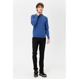 Erkek Basic Yarım Balıkçı Ince Triko Kazak Indigo - İndigo